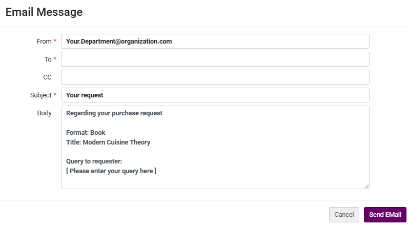 The E-Mail Message Dialog Box.
